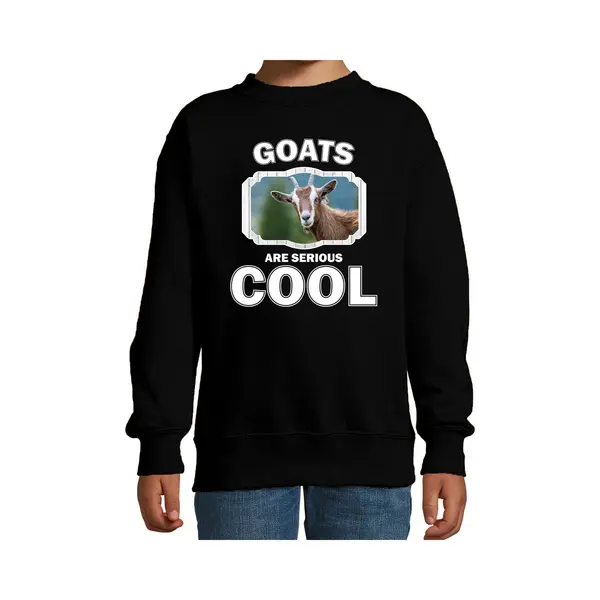 Bellatio Decorations Dieren Geiten Sweater Zwart Kinderen - Goats Are Serious Cool Trui Jongens/ Meisjes - Cadeau Geit/ Geiten Liefhebber - Kinderkleding / Kleding 110/116 thumbnail