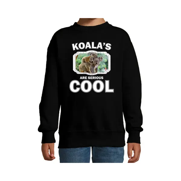 Bellatio Decorations Dieren Koalaberen Sweater Zwart Kinderen - Koalas Are Serious Cool Trui Jongens/ Meisjes - Cadeau Koala/ Koalaberen Liefhebber - Kinderkleding / thumbnail