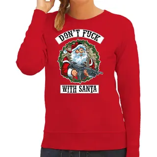 Bellatio Decorations Foute Kerstsweater / Kersttrui Dont Fuck With Santa Rood Voor Dames - Kerstkleding / Christmas Outfit Xxl