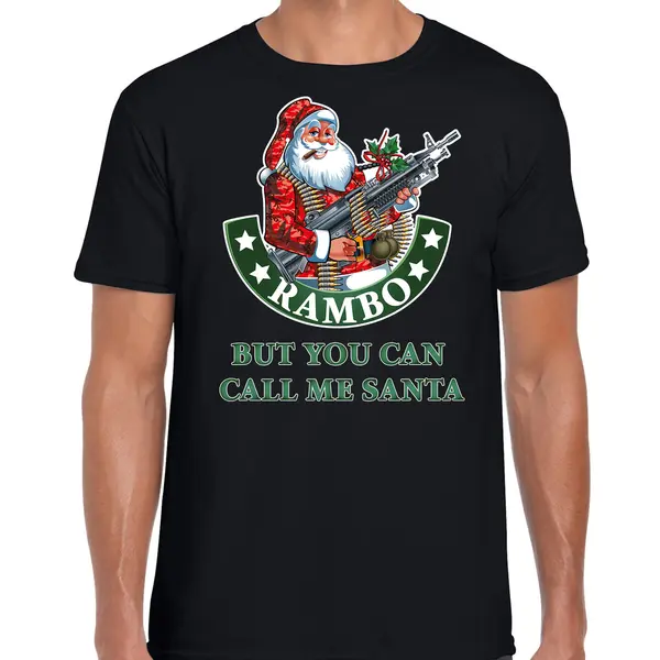 Bellatio Decorations Fout Kerstshirt / Kerst T-shirt Rambo But You Can Call Me Santa Zwart Voor Heren - Kerstkleding / Christmas Outfit Xxl thumbnail