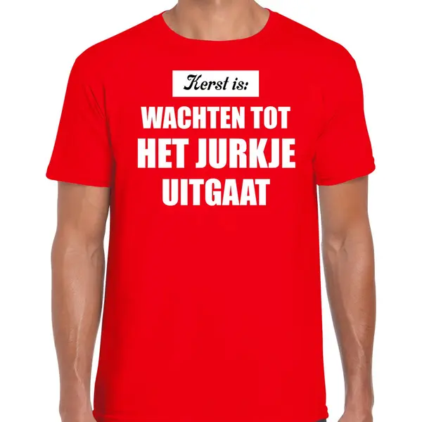 Bellatio Decorations Kerst Is, Wachten Tot Het Jurkje Uitgaat Kerstshirt / Kerst T-shirt Rood Voor Heren - Kerstkleding / Christmas Outfit Xl thumbnail