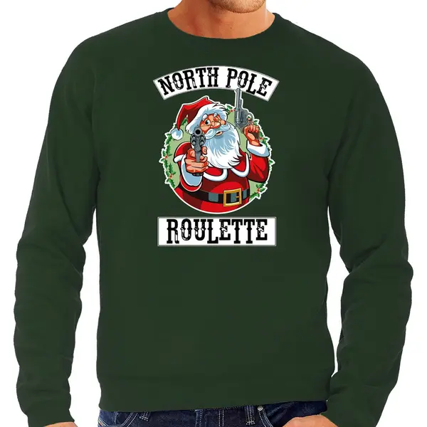 Bellatio Decorations Grote Maten Foute Kerstsweater / Kerst Trui Northpole Roulette Groen Voor Heren - Kerstkleding / Christmas Outfit Xxxxl thumbnail