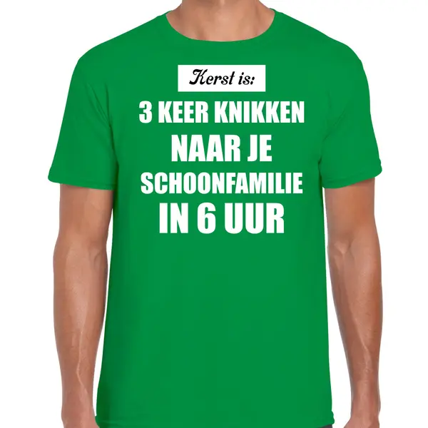 Bellatio Decorations Groen Fout Kerstshirt / T-shirt - Kerst Is 3 Keer Knikken Naar Schoonfamilie - Heren - Kerstkleding / Christmas Outfit Xxl thumbnail