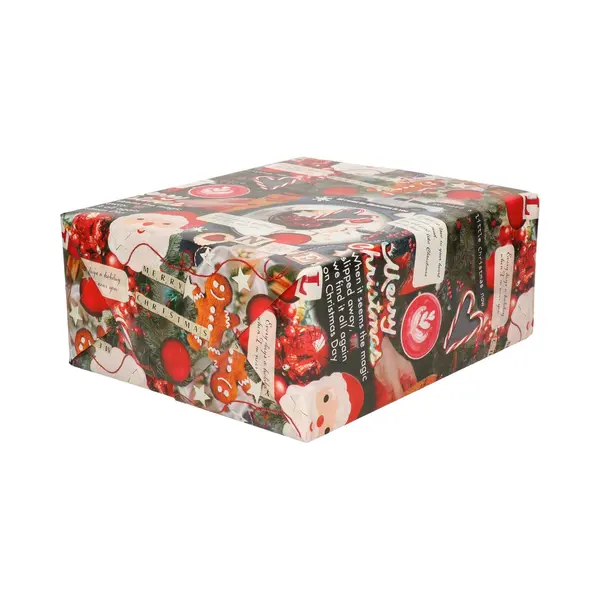 Bellatio Decorations Luxe Kerst Inpakpapier - Cadeaupapier - 2x Rollen - Rood/wit - Afbeeldingen En Songs - 250 X 70 Cm thumbnail