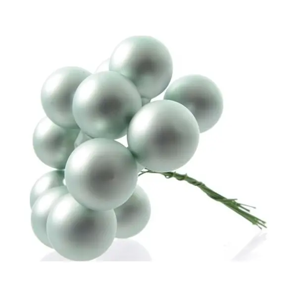 Decoris Mini Kerstballetjes Op Stekers - 60x Stuks - Mintgroen - D2 Cm - Glas thumbnail