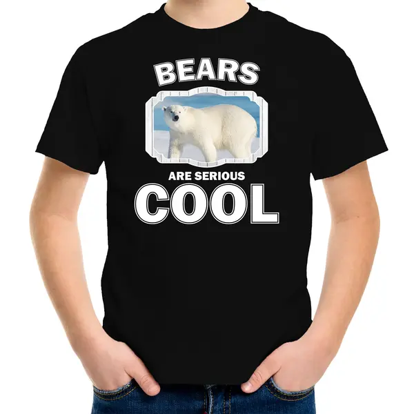 Bellatio Decorations Dieren Ijsberen T-shirt Zwart Kinderen - Bears Are Serious Cool Shirt Jongens/ Meisjes - Cadeau Shirt Grote Ijsbeer/ Ijsberen Liefhebber - thumbnail
