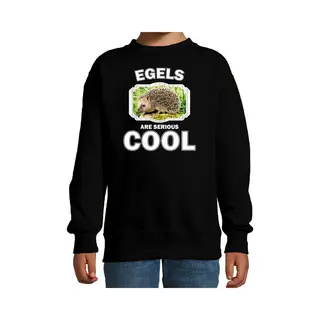 Bellatio Decorations Dieren Egels Sweater Zwart Kinderen - Egels Are Serious Cool Trui Jongens/ Meisjes - Cadeau Egel/ Egels Liefhebber - Kinderkleding / Kleding 134/146