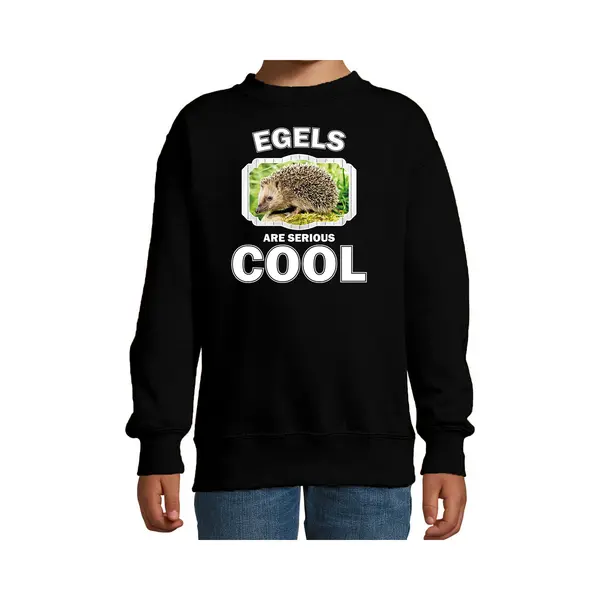 Bellatio Decorations Dieren Egels Sweater Zwart Kinderen - Egels Are Serious Cool Trui Jongens/ Meisjes - Cadeau Egel/ Egels Liefhebber - Kinderkleding / Kleding 134/146 thumbnail