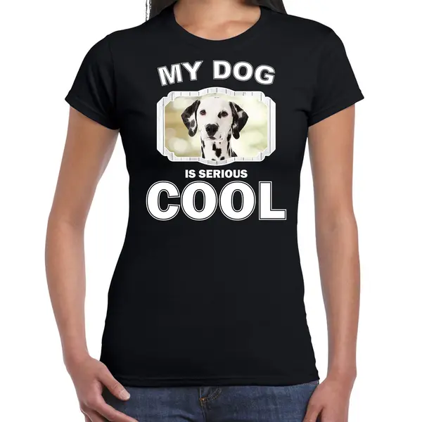 Bellatio Decorations Dalmatiers Honden T-shirt My Dog Is Serious Cool Zwart - Dames - Dalmatier Liefhebber Cadeau Shirt Xxl thumbnail