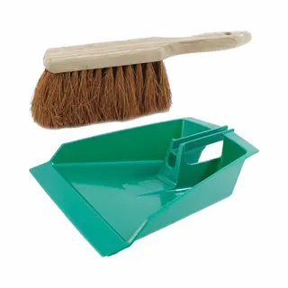 Sorex Groen Kunststof Stoffer En Blik Voor Binnen/buiten Van Kokosvezel