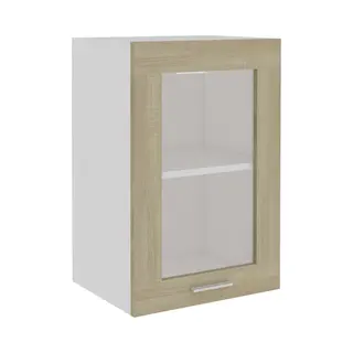 VidaXL Hanging Glass Cabinet Chipboard Wall Cabinet Storage Shelf Fitment Cupboard Kitchen Furniture Wall Mounted Living Room Sonoma Oak