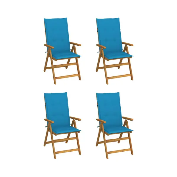 VidaXL 3065351 Gartenstuhl Terrasse Gepolsterter Sitz Akazienholz Blau thumbnail