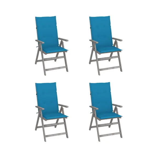 VidaXL 3065381 Gartenstuhl Terrasse Gepolsterter Sitz Akazienholz Blau thumbnail