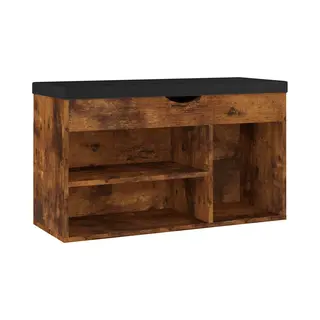 VidaXL Schuhbank Mit Kissen Räuchereiche 80x30x47 Cm Holzwerkstoff