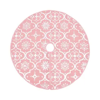 VidaXL Luxus-Weihnachtsbaumdecke Mit Socke Rosa 150 Cm Stoff