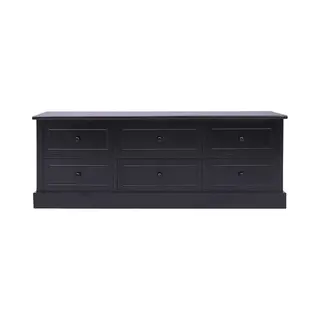Tv-schrank Schwarz 108x30x40 Cm Massivholz Paulownia - Vidaxl