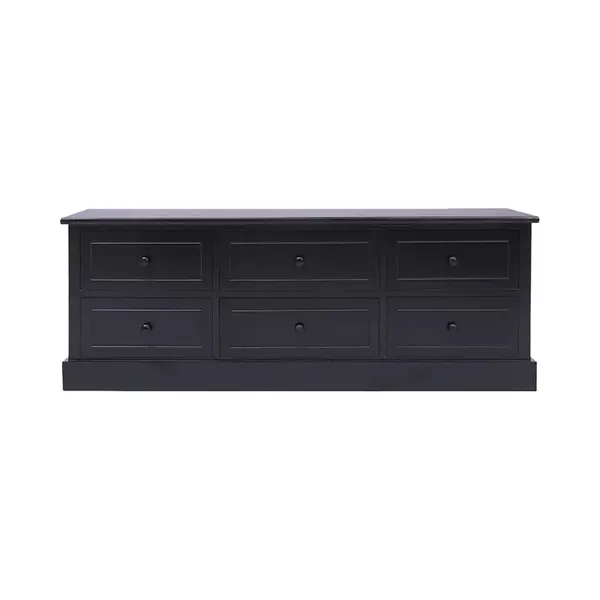 Tv-schrank Schwarz 108x30x40 Cm Massivholz Paulownia - Vidaxl thumbnail