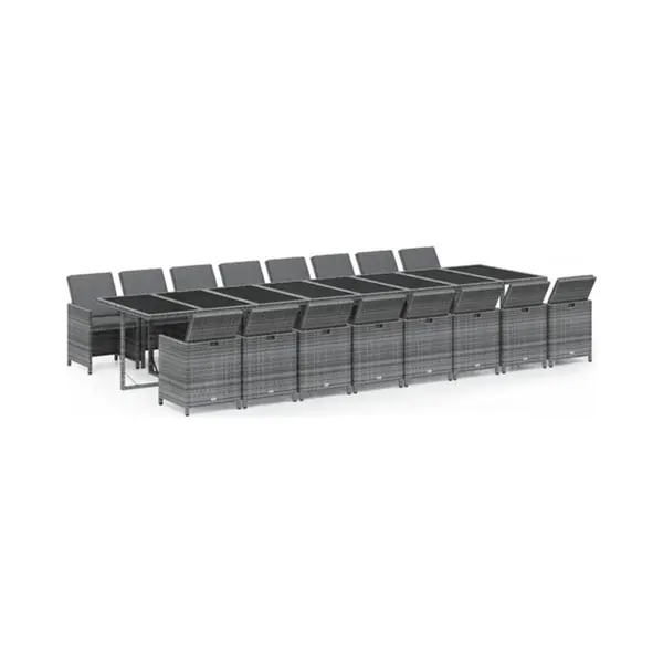 VidaXL - 17-delige - Tuinset - Met - Kussens - Poly - Rattan - Grijs thumbnail