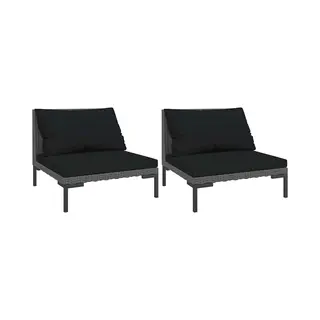VidaXL Gartensofas 2 Stk. Mit Kissen Halbrundes Poly Rattan