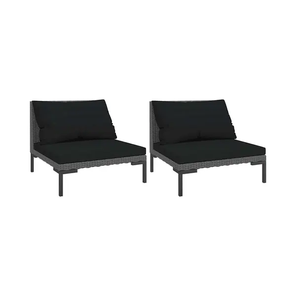 VidaXL Gartensofas 2 Stk. Mit Kissen Halbrundes Poly Rattan thumbnail
