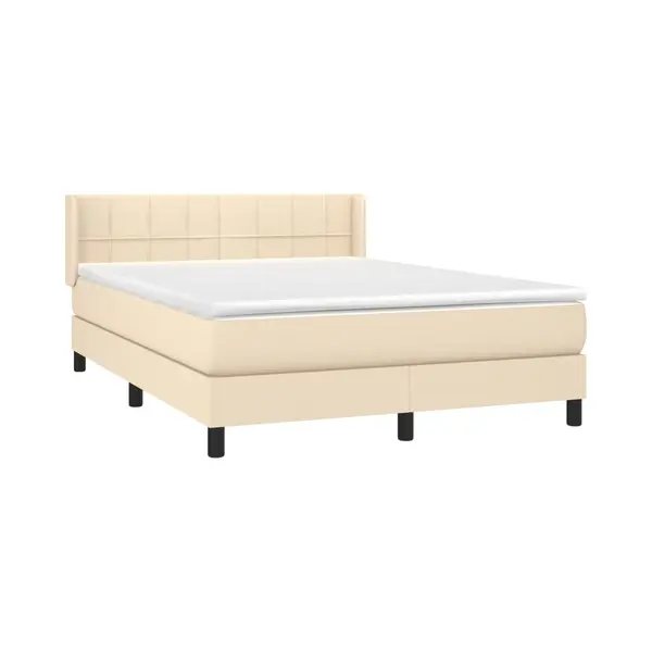 VidaXL Boxspringbett Mit Matratze Creme 140x190 Cm Stoff thumbnail