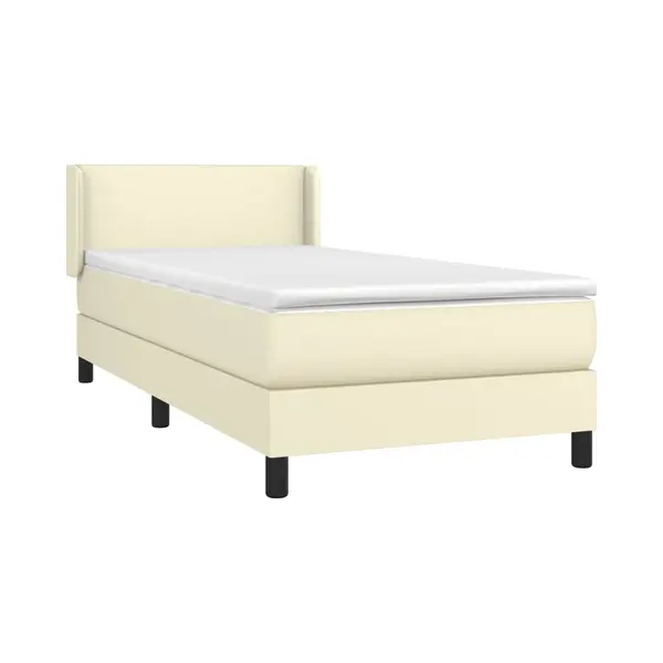VidaXL Boxspringbett Mit Matratze Creme 80x200 Cm Kunstleder thumbnail