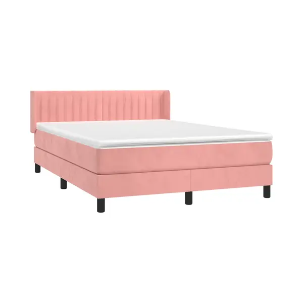 VidaXL Boxspring Met Matras Fluweel Roze 140x200 Cm thumbnail