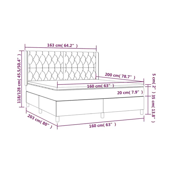 VidaXL Boxspringbett Mit Matratze Blau 160x200 Cm Stoff thumbnail