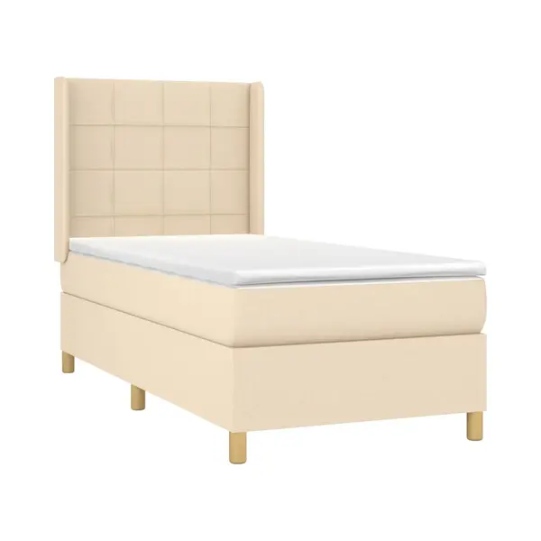 VidaXL Boxspringbett Mit Matratze Creme 90x200 Cm Stoff thumbnail