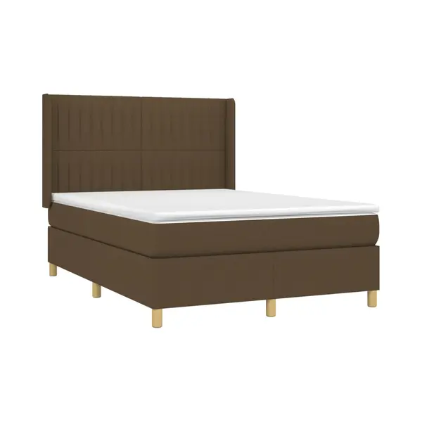VidaXL Boxspringbett Mit Matratze Dunkelbraun 140x200 Cm Stoff thumbnail