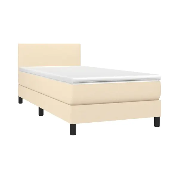 VidaXL Boxspringbett Mit Matratze & Led Creme 90x200 Cm Stoff thumbnail