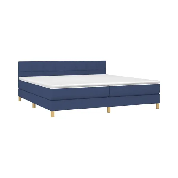VidaXL Boxspringbett Mit Matratze & Led Blau 200x200 Cm Stoff thumbnail