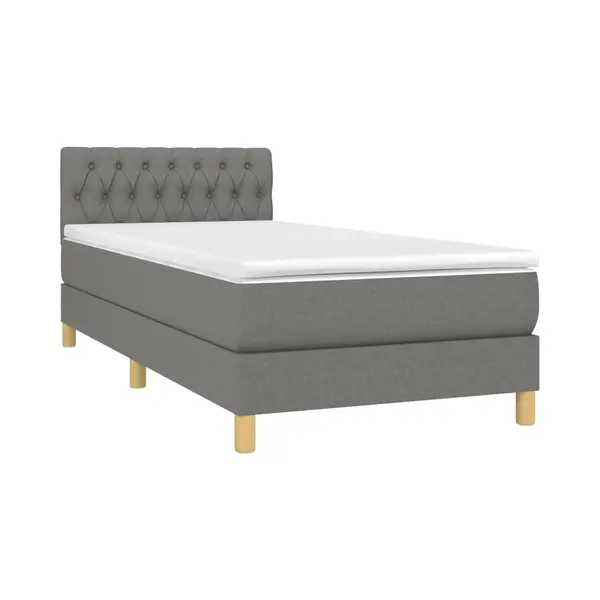 VidaXL Boxspringbett Mit Matratze & Led Dunkelgrau 90x190 Cm Stoff thumbnail