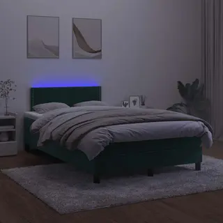 Boxspringbett Mit Matratze & Led Dunkelgrün 120x200 Cm Samt Vidaxl