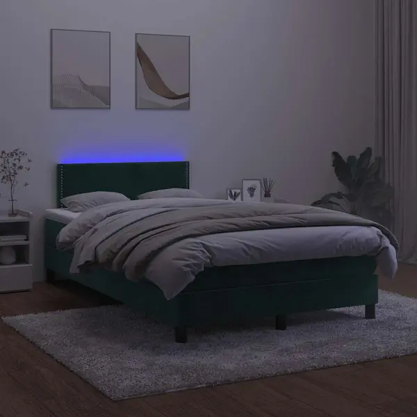 Boxspringbett Mit Matratze & Led Dunkelgrün 120x200 Cm Samt Vidaxl thumbnail