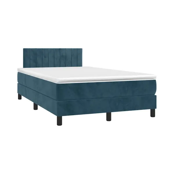 VidaXL Boxspring Met Matras En Led Fluweel Donkerblauw 120x200 Cm thumbnail