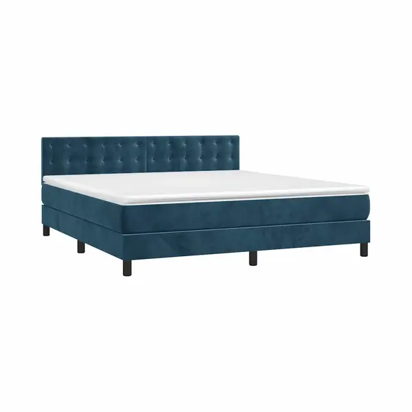 VidaXL Boxspringbett Mit Matratze & Led Dunkelblau 160x200 Cm Samt thumbnail