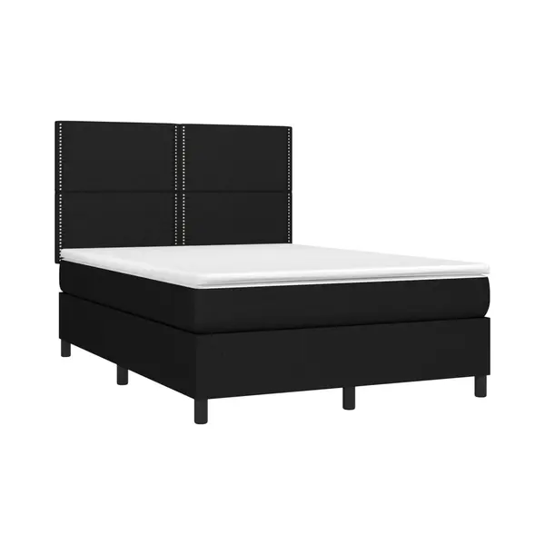 VidaXL Boxspringbett Mit Matratze & Led Schwarz 140x190 Cm Stoff thumbnail