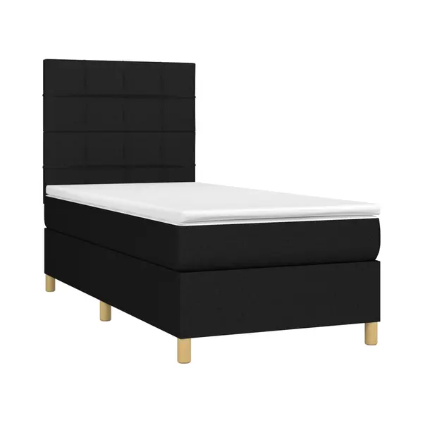 VidaXL Boxspring Met Matras En Led Stof Zwart 90x190 Cm thumbnail