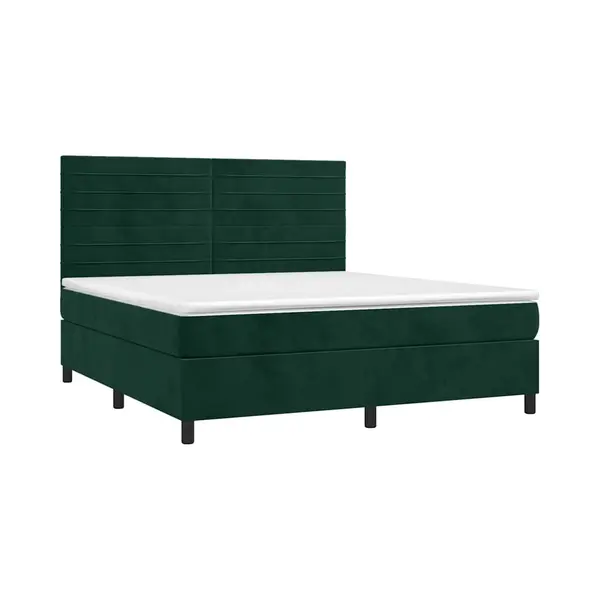 Boxspringbett Mit Matratze & Led Dunkelgrün 160x200 Cm Samt Vidaxl thumbnail