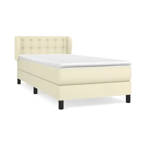 VidaXL Boxspringbett Mit Matratze Creme 100x200 Cm Kunstleder thumbnail