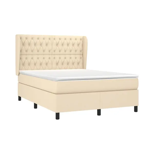 VidaXL Boxspringbett Mit Matratze Creme 140x190 Cm Stoff thumbnail