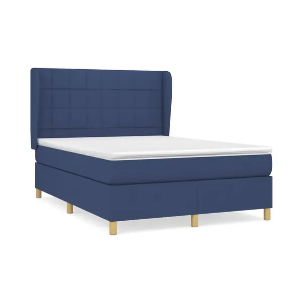 VidaXL Boxspringbett Mit Matratze Blau 140x190 Cm Stoff thumbnail