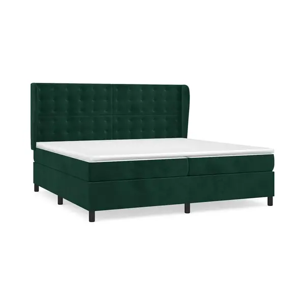VidaXL Boxspringbett Mit Matratze Dunkelgrün 200x200 Cm Samt thumbnail