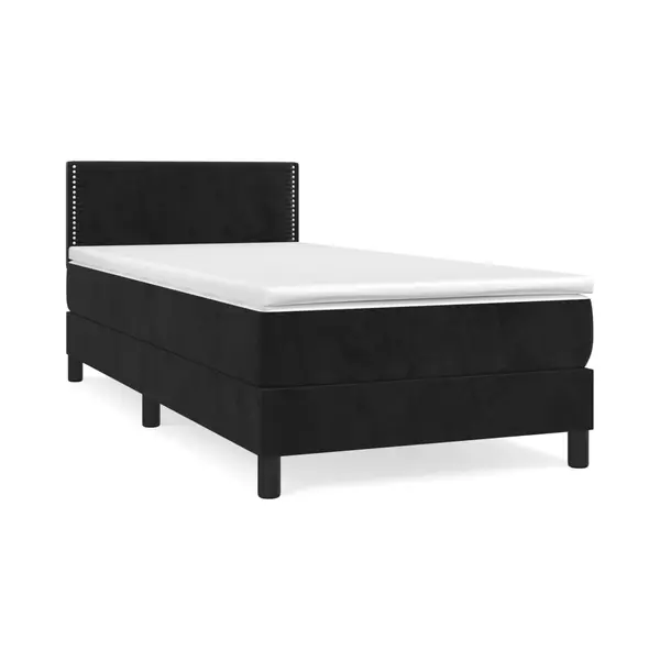 VidaXL Boxspring Met Matras Fluweel Zwart 100x200 Cm thumbnail