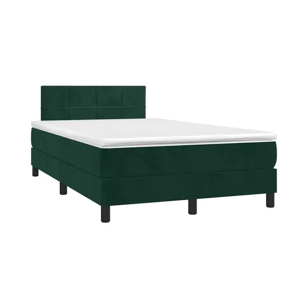 VidaXL Boxspringbett Mit Matratze Dunkelgrün 120x200 Cm Samt thumbnail