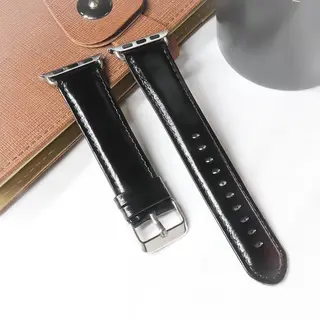 By Qubix Retro Leren Bandje - Zwart - Geschikt Voor Apple Watch 44 Mm - 45 Mm - 46 Mm - 49 Mm (Ultra 1, 2 En 3) - Compatible Apple Watch Bandje -