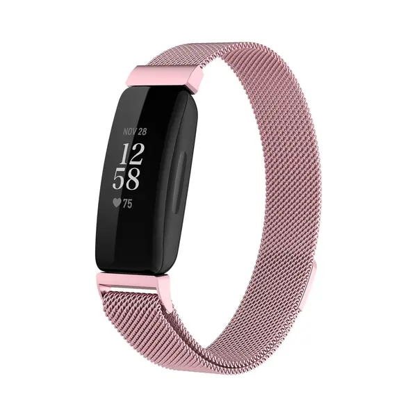 By Qubix Geschikt Voor Fitbit Inspire 2 & Ace 3 Milanese Bandje - Maat, Large - Rosé Goud Smartwatchbandje Bandje Armband Polsband Strap Band thumbnail