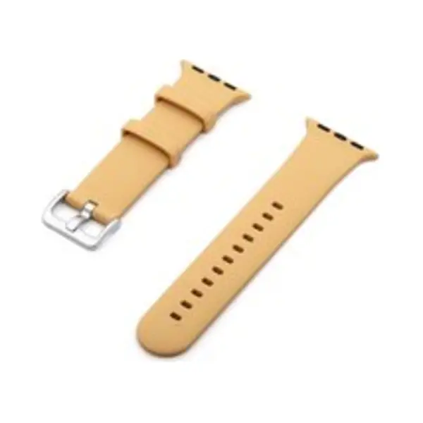 By Qubix Rubberen Siliconen Sportbandje Met Gesp - Beige - Geschikt Voor Apple Watch 44 Mm - 45 Mm - 46 Mm - 49 Mm (Ultra 1, 2 En 3) - Compatible thumbnail