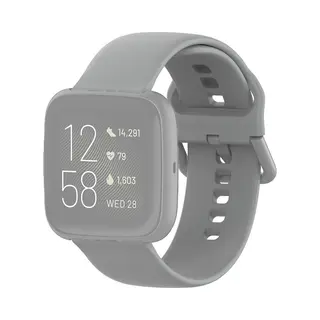 By Qubix Geschikt Voor Fitbit Versa 1 - 2 & Lite Siliconen Sportbandje Met Gespsluiting - Grijs - Maat, Large Smartwatchbandje Bandje Armband